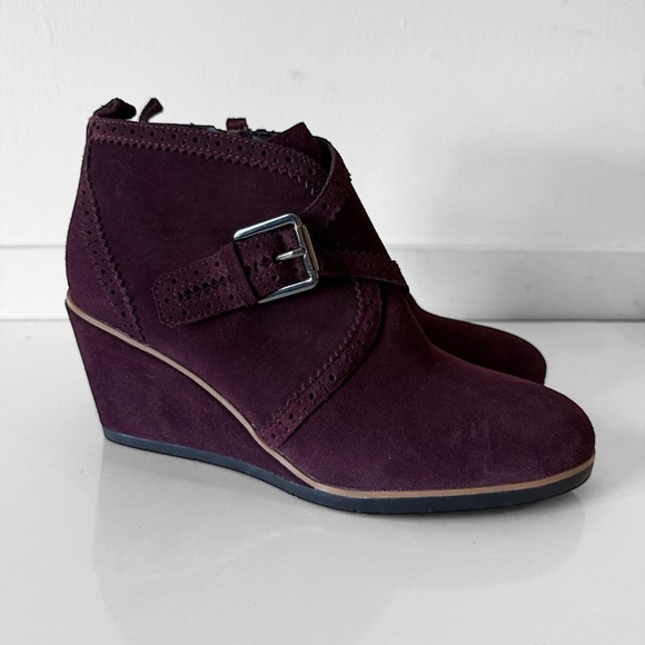 Franco Sarto Boots Womens Arielle Side Zip Wedge Ankle Bootie  Suede SZ 9 - Picture 1 of 4